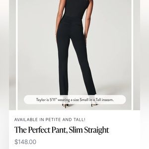 NWT Spanx The Perfect Pant Black Petite Small